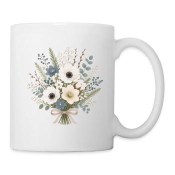 Bouquet d’hiver en blanc et bleu glace - Mug blanc - blanc - Droite