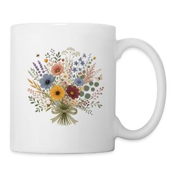 Sommerstrauß mit Wildblumen & Schmetterlingen - Tasse - Weiß - Rechts