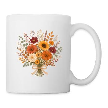 Autumn bouquet with sunflowers & wildflowers - Mug - white - Right