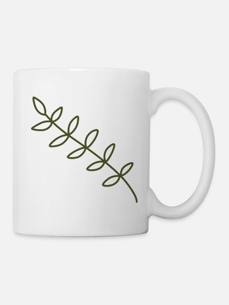 Diagonale Olivenranke - Tasse - Weiß