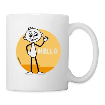 „Hello“ Strichel  - Tasse - Weiß - Rechts