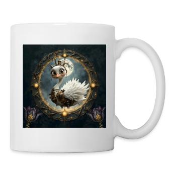 Steampunk-Schwan im Lunar Frame - Tasse - Weiß - Rechts