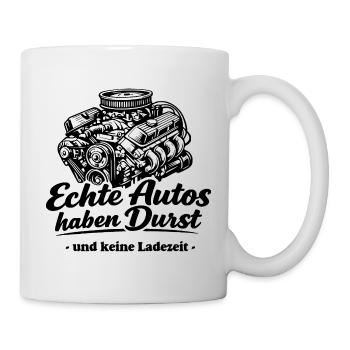 Echte Autos ............keine Ladezeit - Tasse - Weiß - Rechts