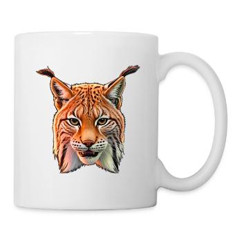 Luchskopf leuchtende farben - Tasse - Weiß - Rechts