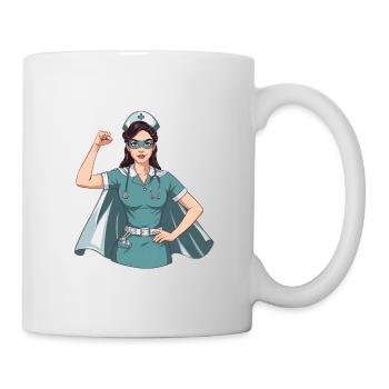 Krankenschwester-Superhelden-Pfleger-Geschenk-T-Shirt - Tasse - Weiß - Rechts
