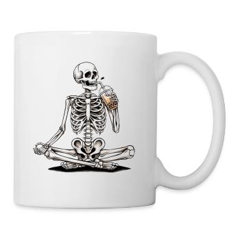 Skelett trinkt Bubble Tea Gothic Design - Tasse - Weiß - Rechts