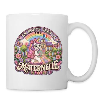 Licorne Mignonne Rentrée Scolaire Maternelle - Mug blanc - blanc - Droite