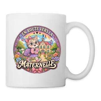 Chaton Mignon Rentrée Scolaire Maternelle - Mug blanc - blanc - Droite