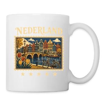 Amsterdam Grachten Reisemarke - Tasse - Weiß - Rechts