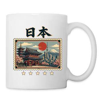 Tokio Reisepost im Vintage Stil - Tasse - Weiß - Rechts