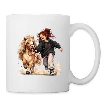 Poney et fille – Sur la route ensemble - Mug blanc - blanc - Droite