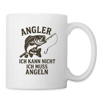 Angler Spruch: Ich Muss Angeln - Tasse - Weiß - Rechts