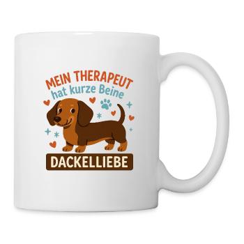 Dackelliebe Therapie mit kurzem Bein - Tasse - Weiß - Rechts