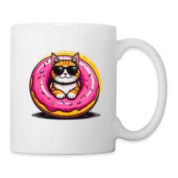Donut de chat avec lunettes de soleil - Mug blanc - blanc - Droite