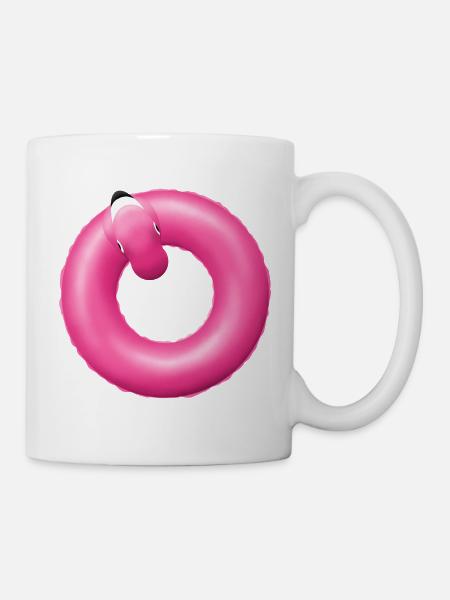 Anneau Rose Anneau Anneau Nage Flamant Rose - Mug blanc - blanc