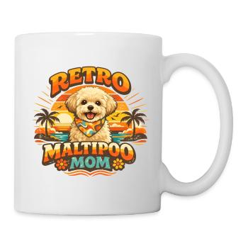 Maman rétro Maltipoo : Sunset Design des années 70 - Mug blanc - blanc - Droite