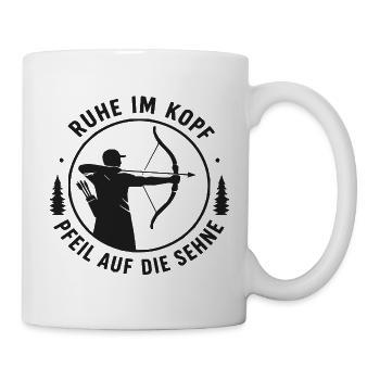 Ruhe im Kopf Pfeil auf die Seele - Tasse - Weiß - Rechts
