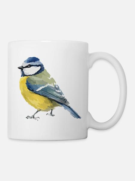 Blaumeise Farbblock-Design - Tasse - Weiß