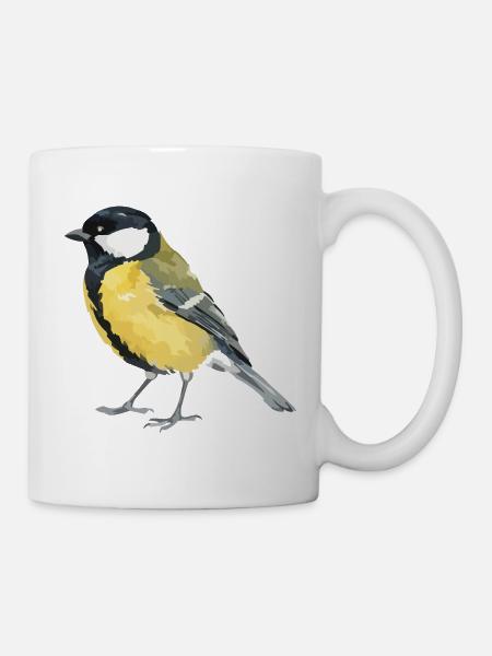 Vogel Pop-Art: Gelber Bachvogel - Tasse - Weiß