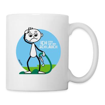 Strichel „steht auf dem Schlauch“ - Tasse - Weiß - Rechts