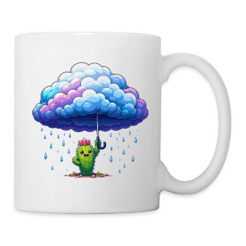Cactus sous des nuages de pluie - Mug blanc - blanc - Droite