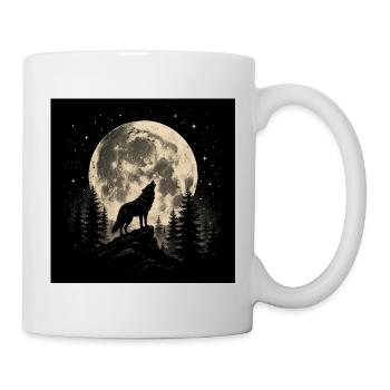 Loup lunaire dans la forêt nocturne - Mug blanc - blanc - Droite