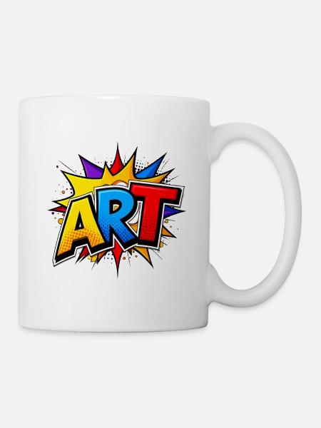 Pop-Art Explosionschrift ART - Tasse - Weiß