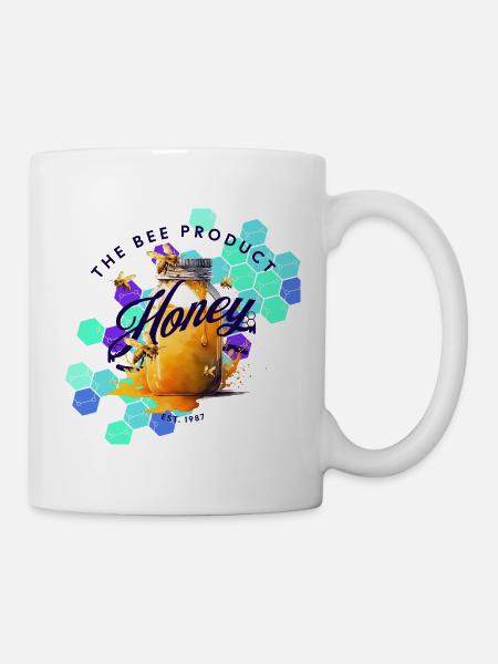 Neon Honey Bees Pattern - Mug - white