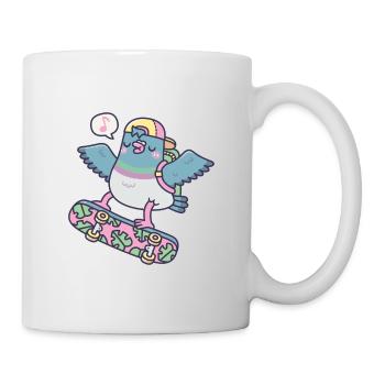 Lustige Skateboard-Taube - Tasse - Weiß - Rechts