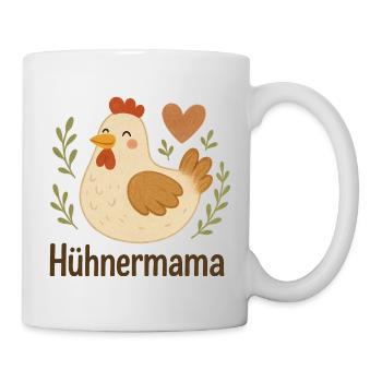 Hühnermama Fröhliche Henne - Tasse - Weiß - Rechts
