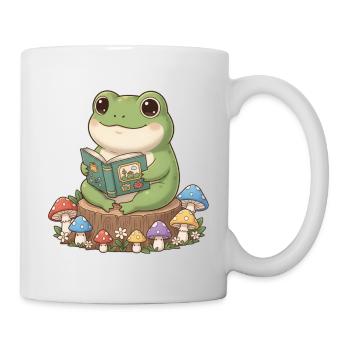 Grenouille lisant un livre - Mug blanc - blanc - Droite
