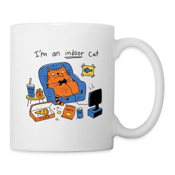 Je suis un chat d’intérieur - Drôle de Chat Paresseux - Mug blanc - blanc - Droite