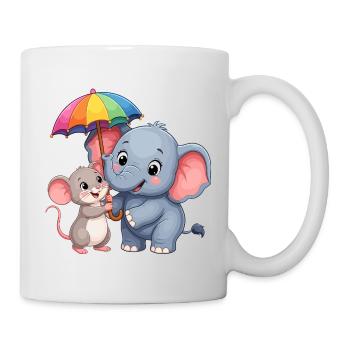 Éléphant coloré avec parapluie arc-en-ciel - Mug blanc - blanc - Droite