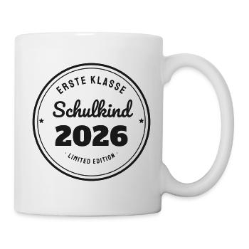 Schulkind 2026 Stempel - Erste Klasse Einschulung - Tasse - Weiß - Rechts