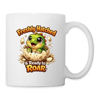 Dino fraîchement éclos – Dinosaure mignon dans un œuf - Mug blanc - blanc - Droite