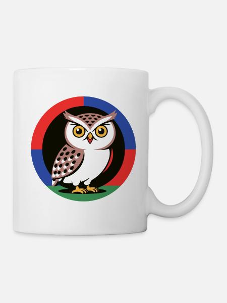 Eule im Farbkreis - Tasse - Weiß