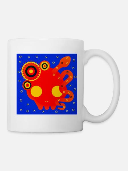 Zusammenfassung: Rote Oktopus-Mandala - Tasse - Weiß