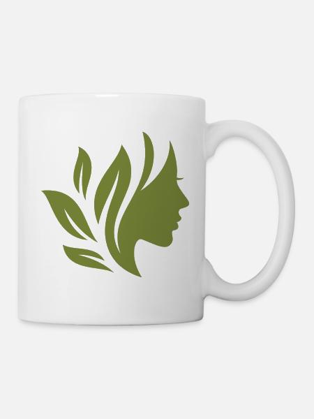 Green woman with leaves in her hair - Mug - white
