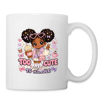 Too Cute Chibi Girl Kaffeeliebhaber Stirbschnitt-Aufkleber - Tasse - Weiß - Rechts