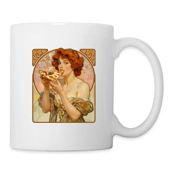 Pin-up de pizza Art nouveau – Affiche Art nouveau noble - Mug blanc - blanc - Droite