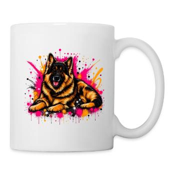 Neon Schäferhund Pop Art - Tasse - Weiß - Rechts
