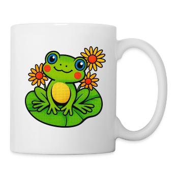Grenouille avec trois nénuphars ensoleillés - Mug blanc - blanc - Droite