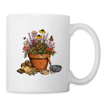 Wildblumen Blumentopf Gärtnern Garten Natur Blüten - Tasse - Weiß - Rechts