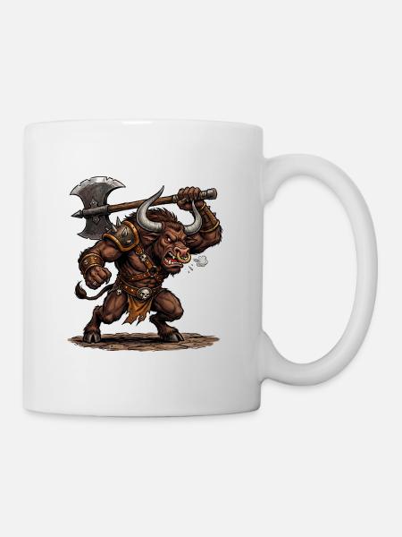 Minotaurus mit einer Axt - Tasse - Weiß