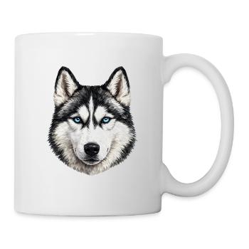 Geometrischer Husky Blick - Tasse - Weiß - Rechts