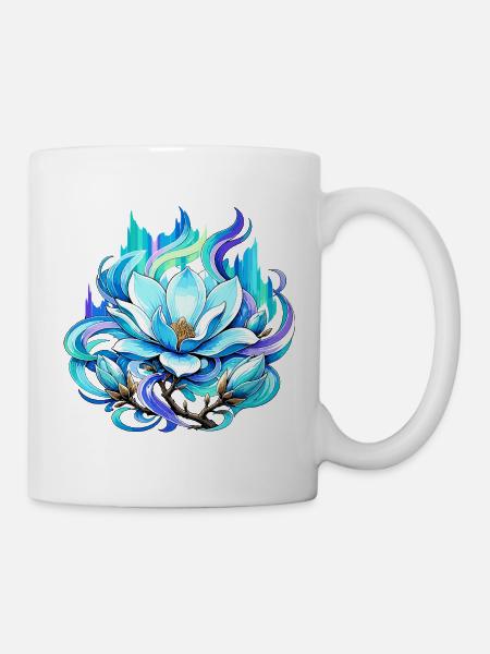 Blau Lotus Prisma Muster - Tasse - Weiß