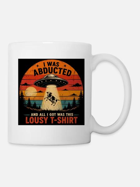 Entführtes Kuh-UFO-Retro-Tee - Tasse - Weiß