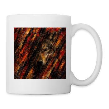 Abstrakter Wolf in Flammen - Tasse - Weiß - Rechts