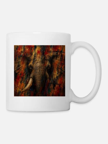 Farbenfroher abstrakter Elefant - Tasse - Weiß