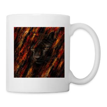 Abstrakter Panther in Flammen - Tasse - Weiß - Rechts